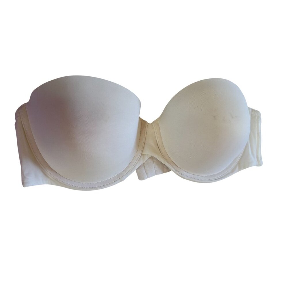 Maidenform Strapless Bra 40C White Underwire Padded Smooth Cups Formal Coquette